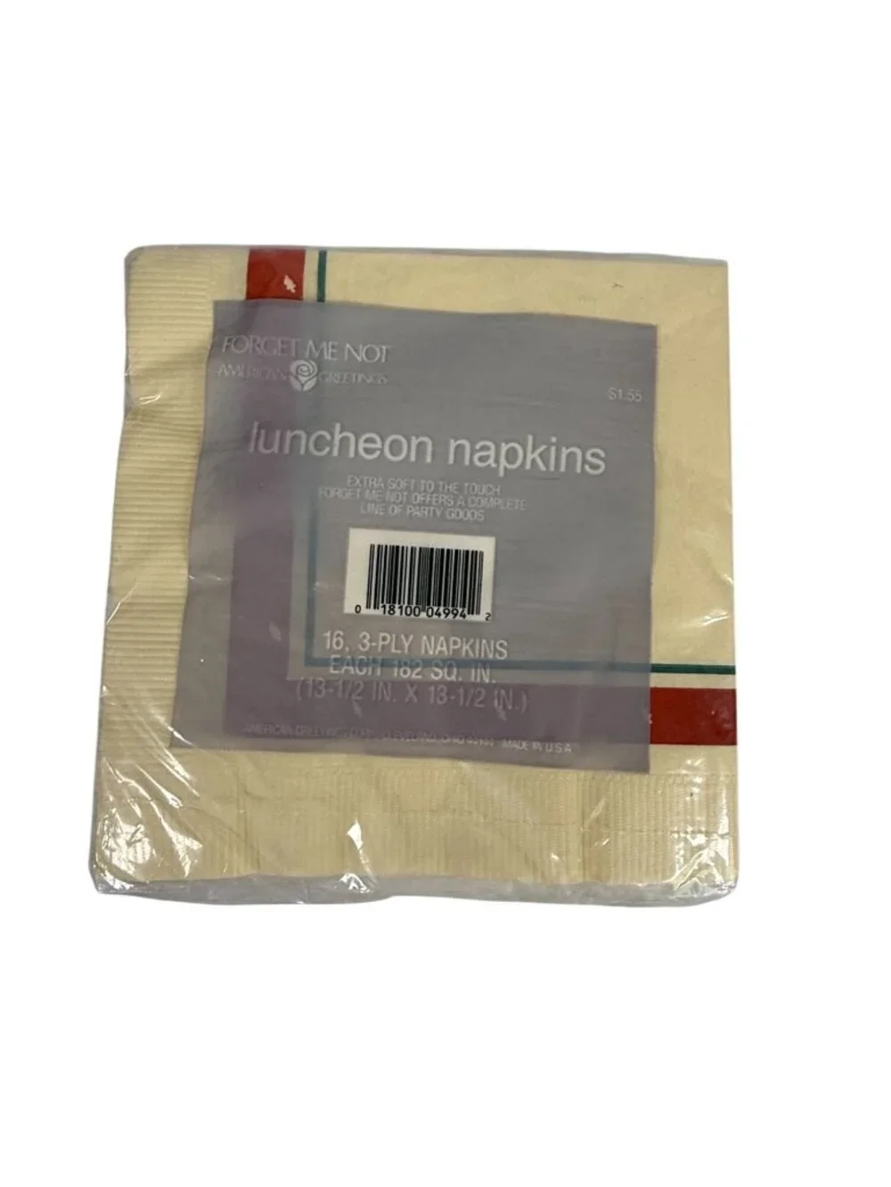 Vintage Forget Me Not Turkey Napkins 16 Pack 3-Ply Holiday Thanksgiving Ames Tag